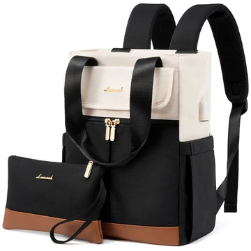 Lovevook női hátizsák és válltáska sminktartóval bézs-fekete