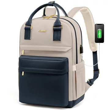 Lovevook női városi hátizsák USB kimenettel világosbarna-sötétkék