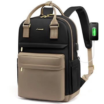 Lovevook női városi hátizsák USB kimenettel fekete-barna