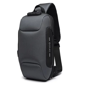 Ozuko 9223 keresztpántos táska biztonsági zárral szürke