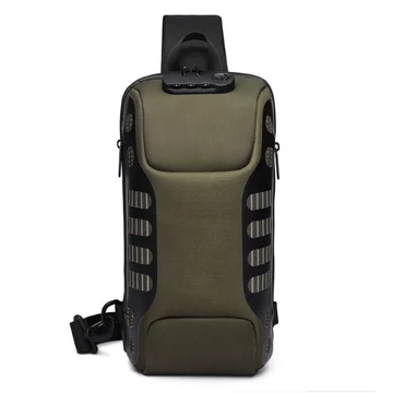 Ozuko 9339 keresztpántos táska biztonsági zárral zöld